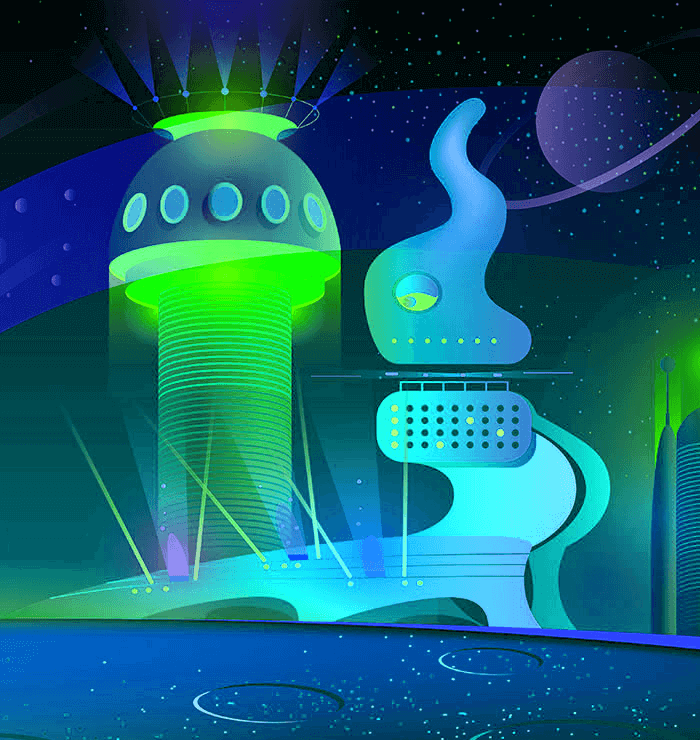 Colorful fantasy game scene